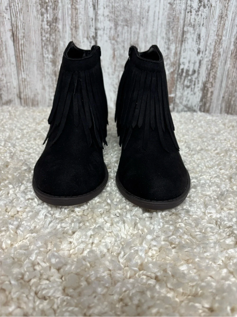 Adams Black Suede Fringe Ankle Boot
